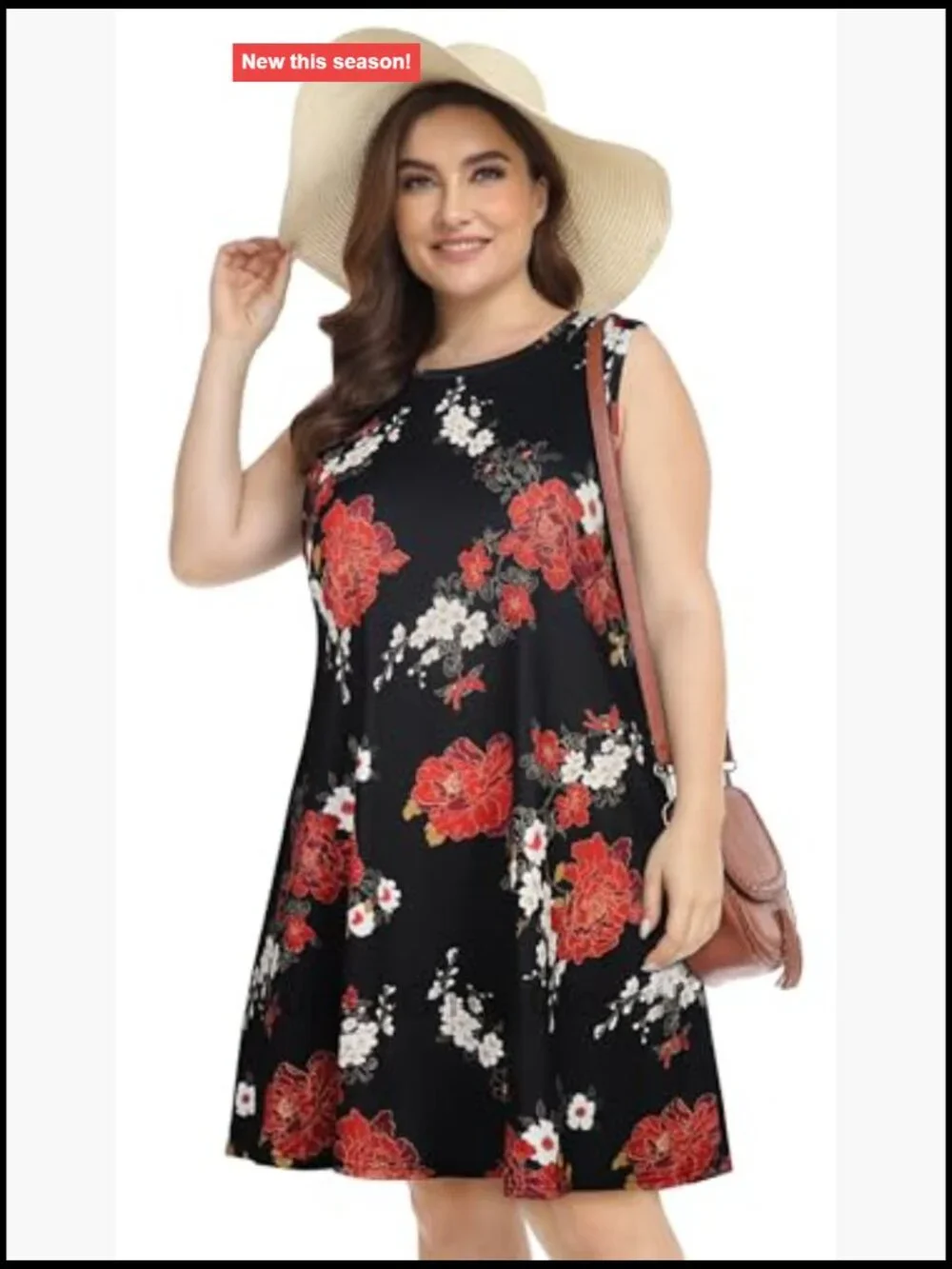 Plus Size Sleeveless Tank Sundress with Pockets Cotton Blend - Picture 3 of 5